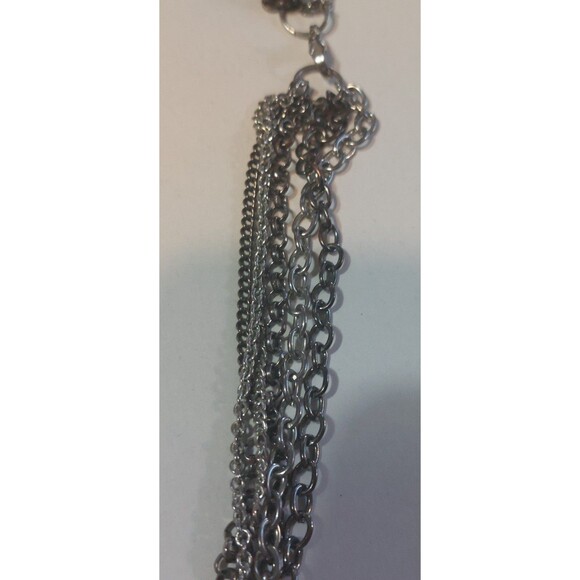 Mixed silvertone chains with glass woven through necklace 26" - Picture 9 of 12